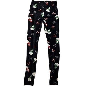 French Laundry Women's Black Holiday SNOWMAN Leggings Pants SMALL Super Soft